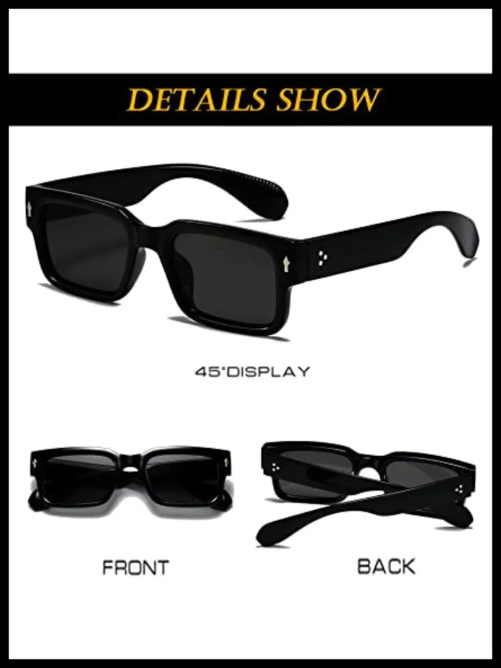 Chunky Square Sunglasses UV400 Protection Acetate Frame